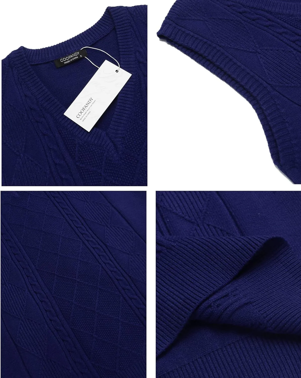 COOFANDY Men's Sweater Vest V Neck Pullover Sweater Sleeveless Knit Casual Slim Fit Vest