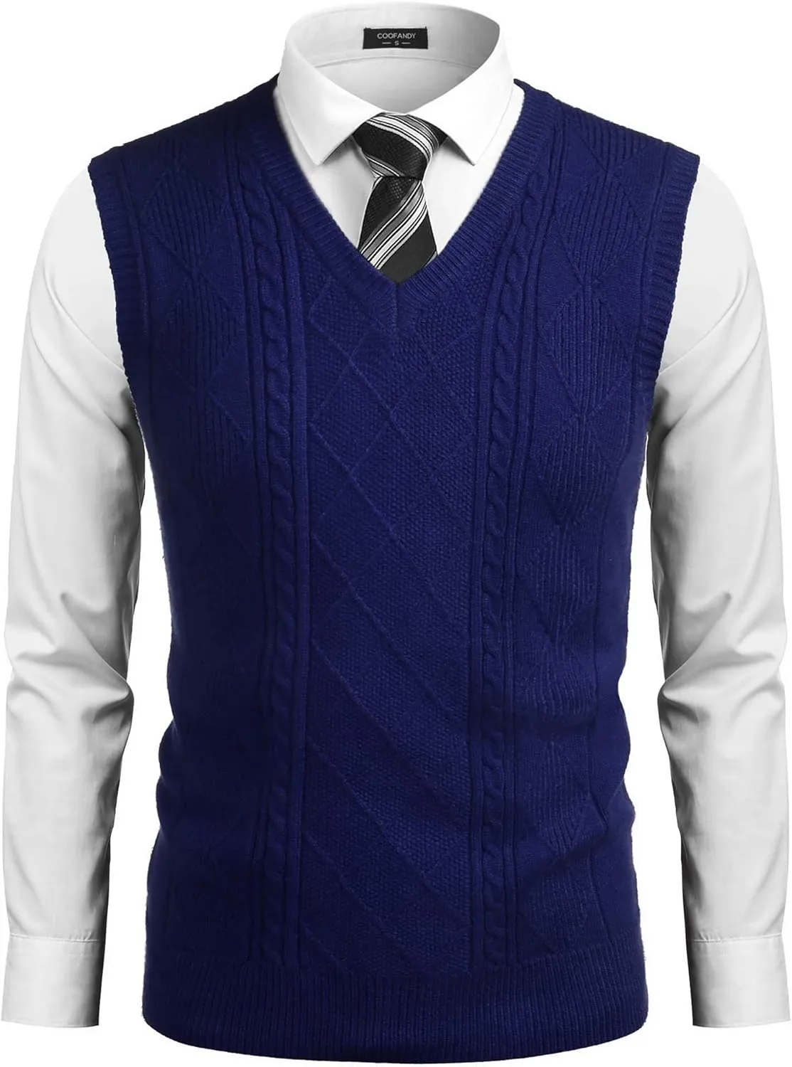 COOFANDY Men's Sweater Vest V Neck Pullover Sweater Sleeveless Knit Casual Slim Fit Vest