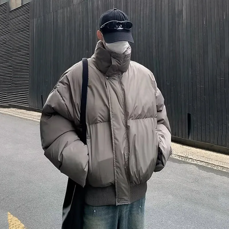 Cotton Coats Men's Korean Version Stand Collar Thickened Warm Solid Color Loose Male Padded Jackets Winter 2024 9C9268