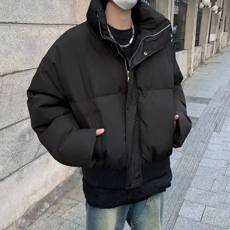 Cotton Coats Men's Korean Version Stand Collar Thickened Warm Solid Color Loose Male Padded Jackets Winter 2024 9C9268