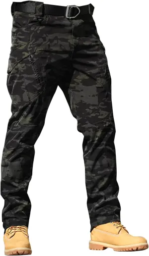 CRNTCEM Mens Camo Cargo Pants Straight Leg Army Combat Military Trousers Chinos Cotton Hiking Hunting Tactical Work Pants