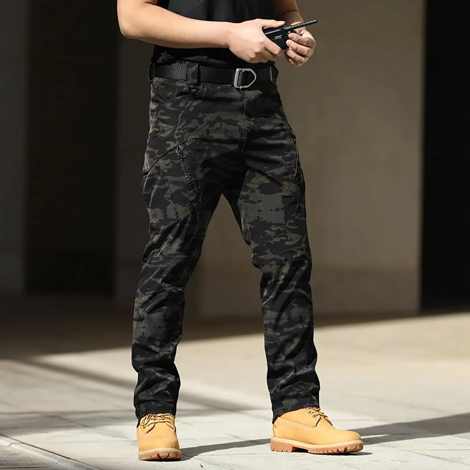 CRNTCEM Mens Camo Cargo Pants Straight Leg Army Combat Military Trousers Chinos Cotton Hiking Hunting Tactical Work Pants