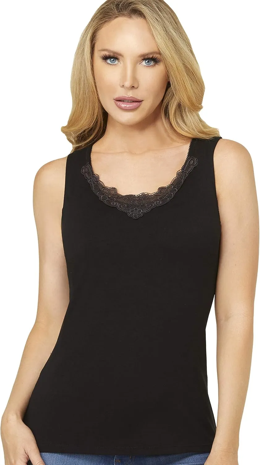 Crochet Neckline Tank Top Underwire Camisole M3703