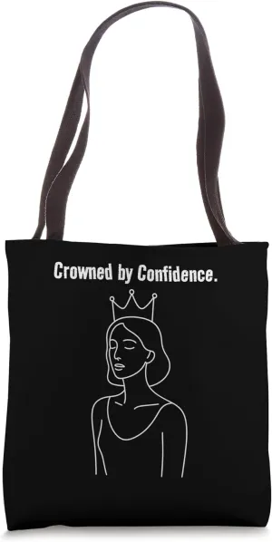 Crowned by Confidence. Minimalistic Line Art Empowered Women Tote Bag