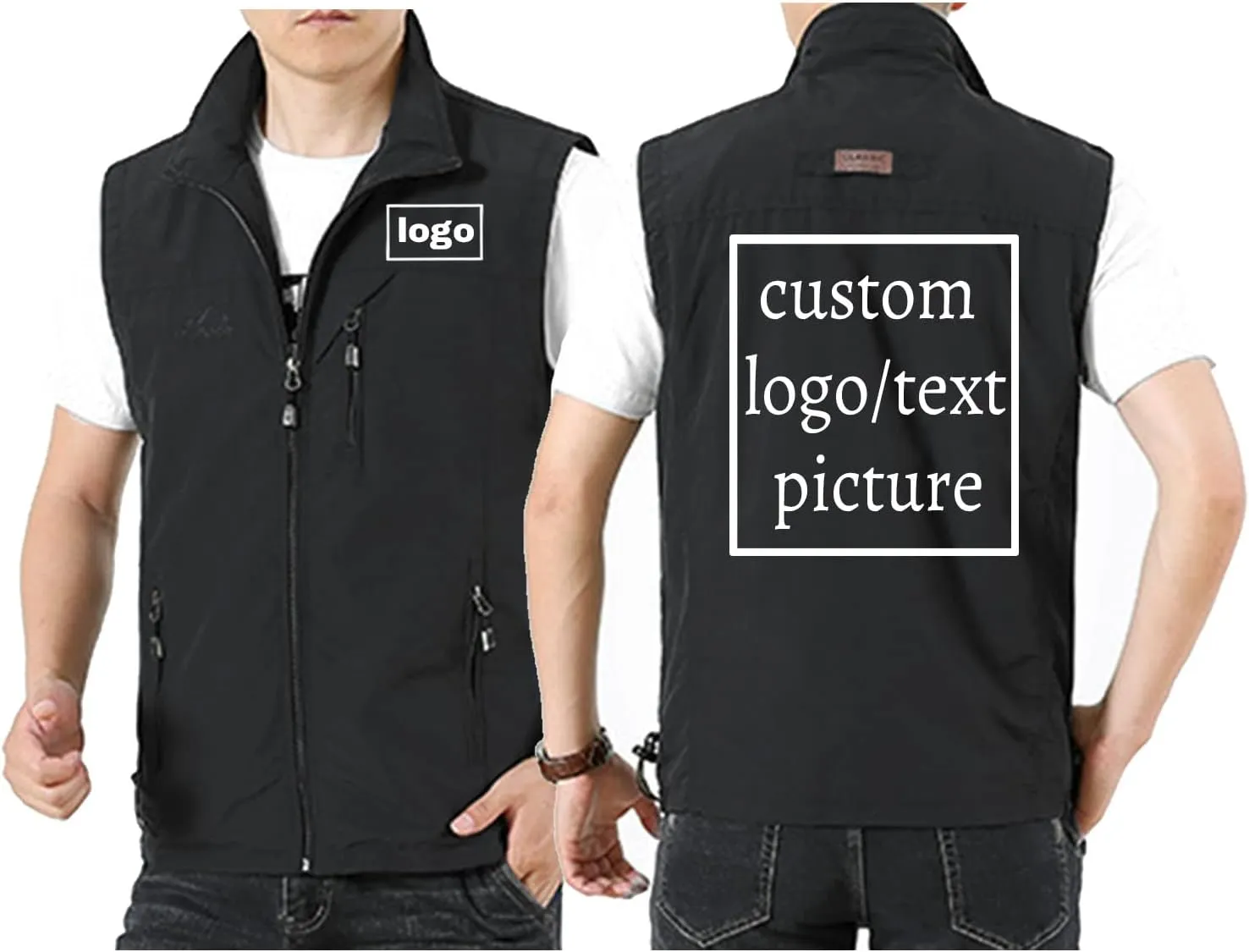 Custom Vest for Men Customize Sleeveless Jacket Lightweight Travel Hunting Fishing Outerwear Vests