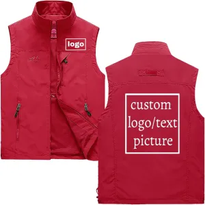 Custom Vest for Men Customize Sleeveless Jacket Lightweight Travel Hunting Fishing Outerwear Vests