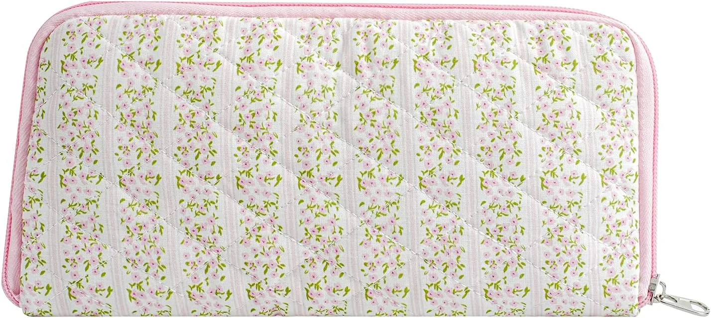 Cute Floral Bag for Makeup Brushes - Ideal for Travel & Daily Use Makeup Brushes Pouch for Women (Pink Floral)