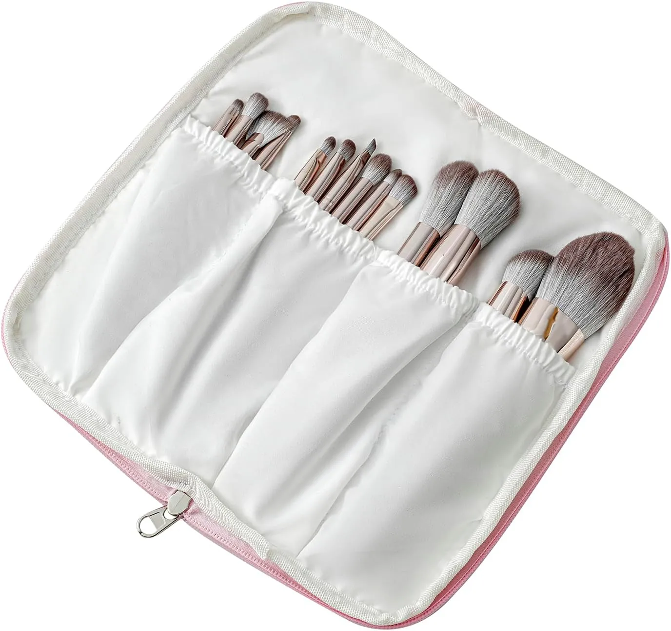 Cute Floral Bag for Makeup Brushes - Ideal for Travel & Daily Use Makeup Brushes Pouch for Women (Pink Floral)