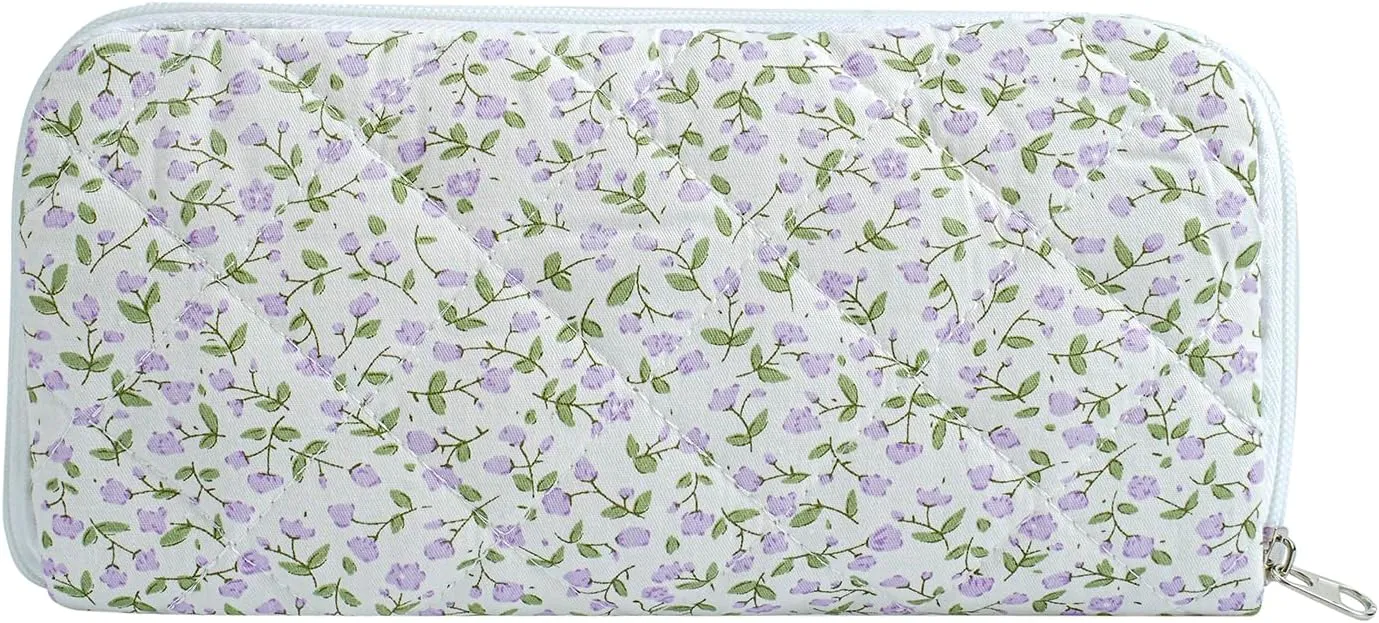 Cute Floral Bag for Makeup Brushes - Ideal for Travel & Daily Use Makeup Brushes Pouch for Women (Purple Floral)