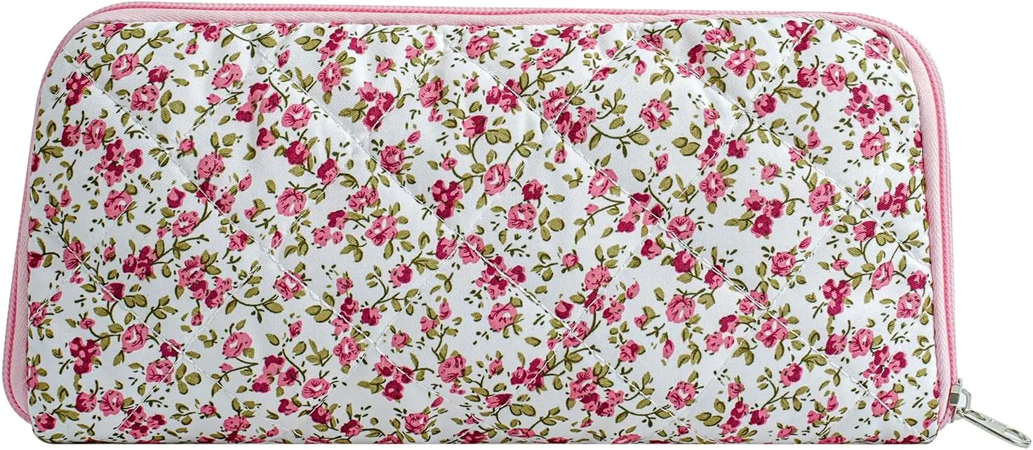 Cute Floral Bag for Makeup Brushes - Ideal for Travel & Daily Use Makeup Brushes Pouch for Women (Red Floral)