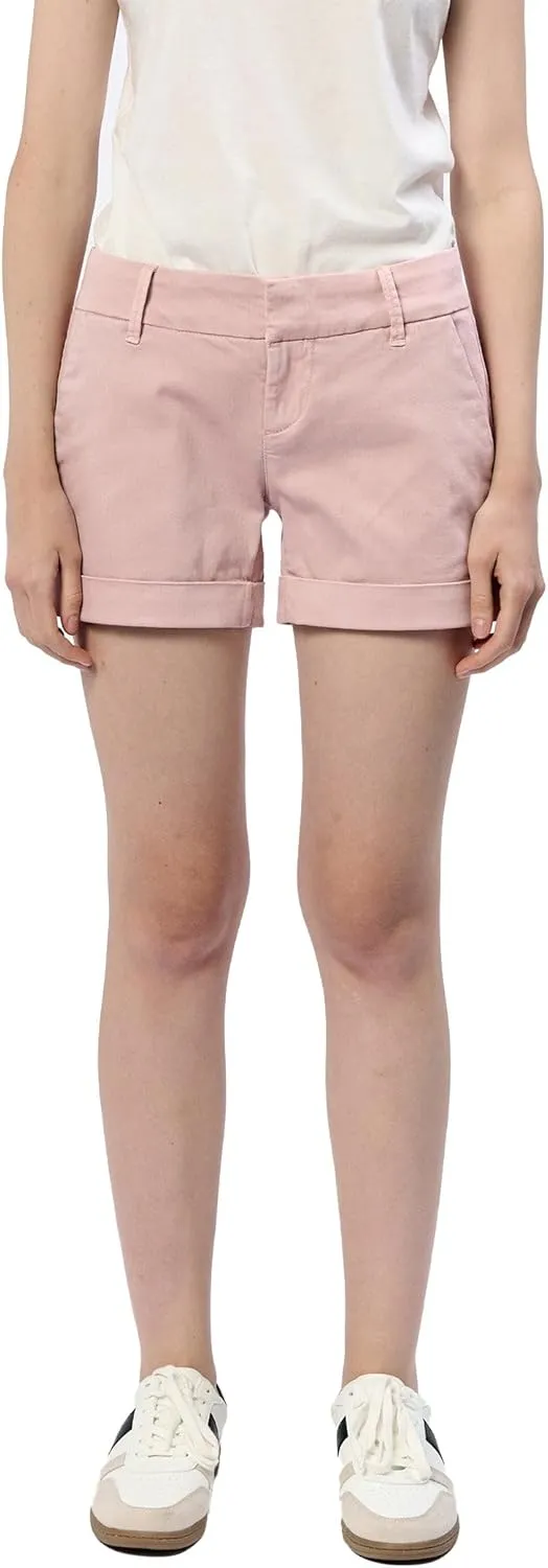 DEAR JOHN Hampton Shorts Women's Mid Rise Casual Classic Cuffed Folded Hem Womens Shorts