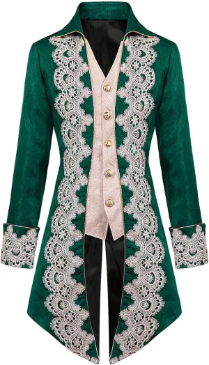 Dgoopd Mens Vintage Tailcoat Jacket Gothic Victorian Frock Coat Steampunk Gothic Medieval Jacket Victorian Halloween Costume