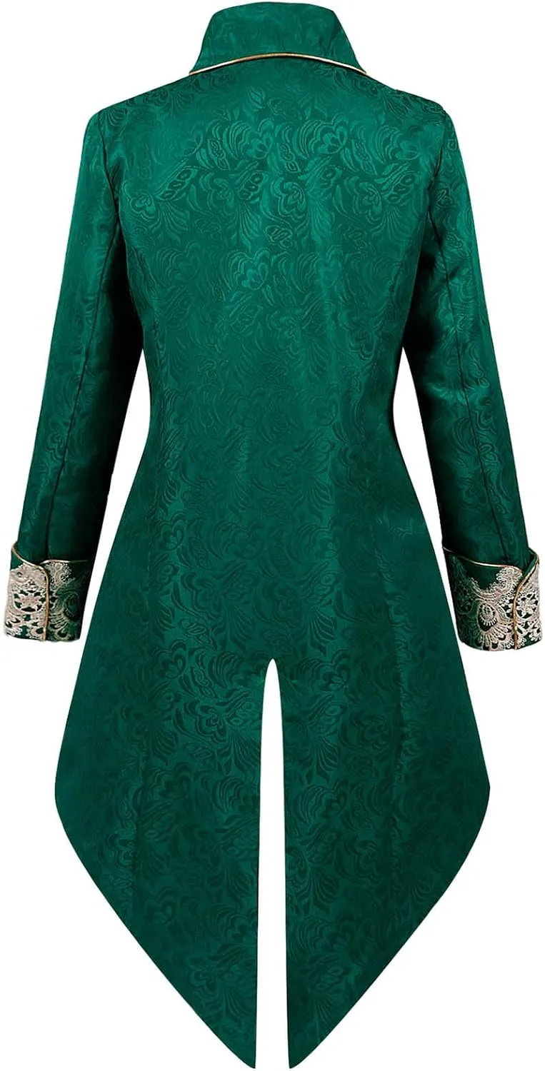 Dgoopd Mens Vintage Tailcoat Jacket Gothic Victorian Frock Coat Steampunk Gothic Medieval Jacket Victorian Halloween Costume