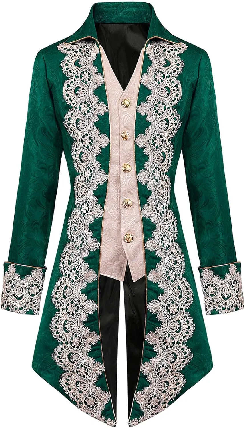 Dgoopd Mens Vintage Tailcoat Jacket Gothic Victorian Frock Coat Steampunk Gothic Medieval Jacket Victorian Halloween Costume
