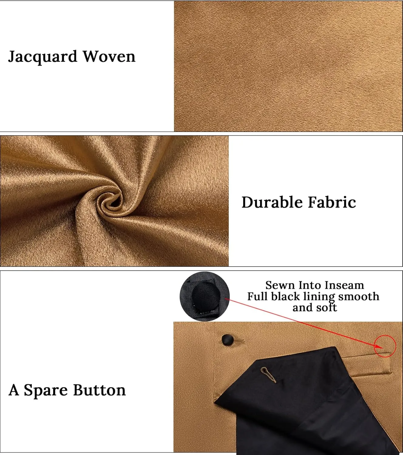 DiBanGu Mens Vest Formal Solid Color Waistcoat and Tie Pocket Square Set Satin Shawl Lapel Dress Vest Wedding Business