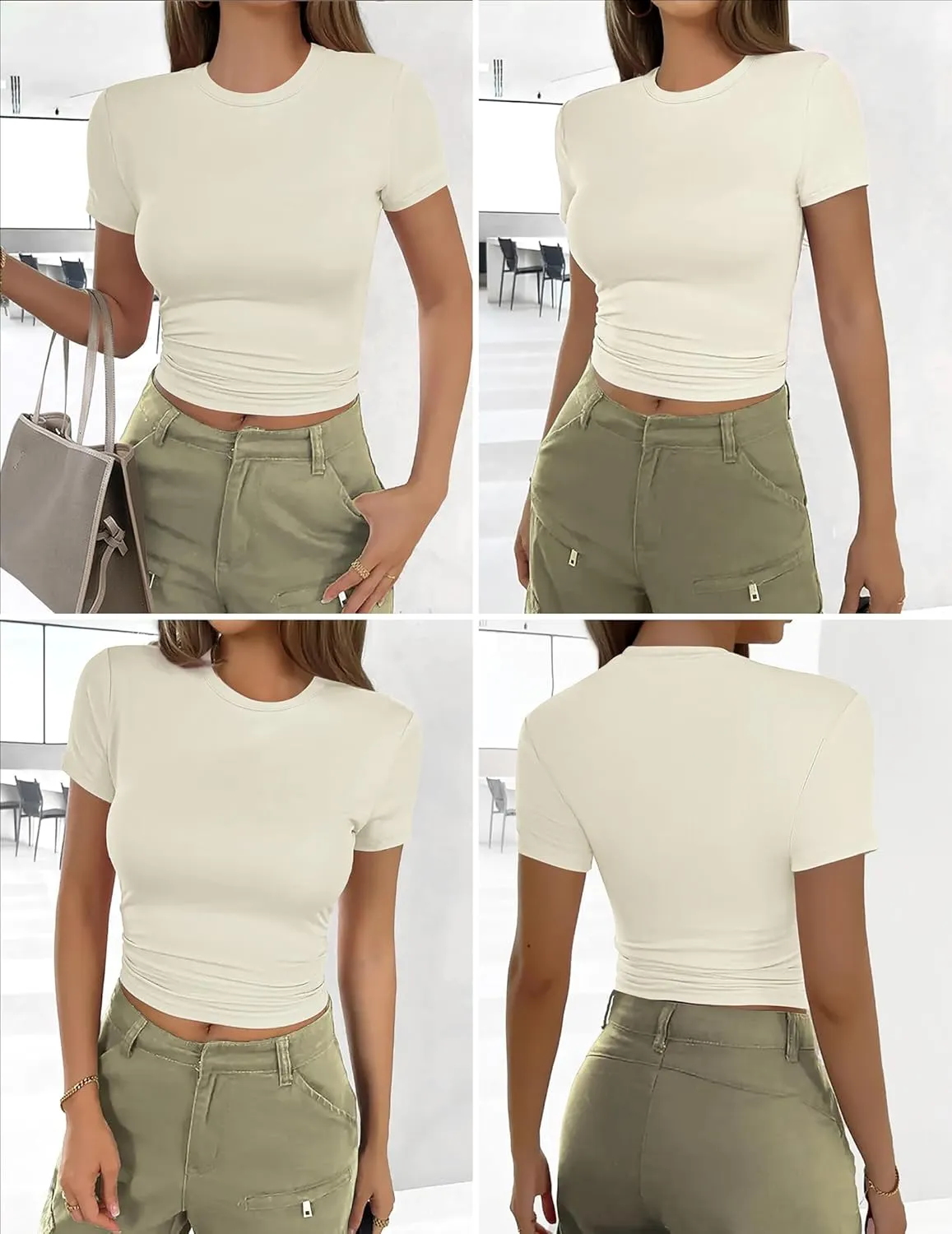 Ekouaer Womens Basic Tee Shirts 3 Pack Short Sleeve Crew Neck Thermal Underwear Tops Base Layer