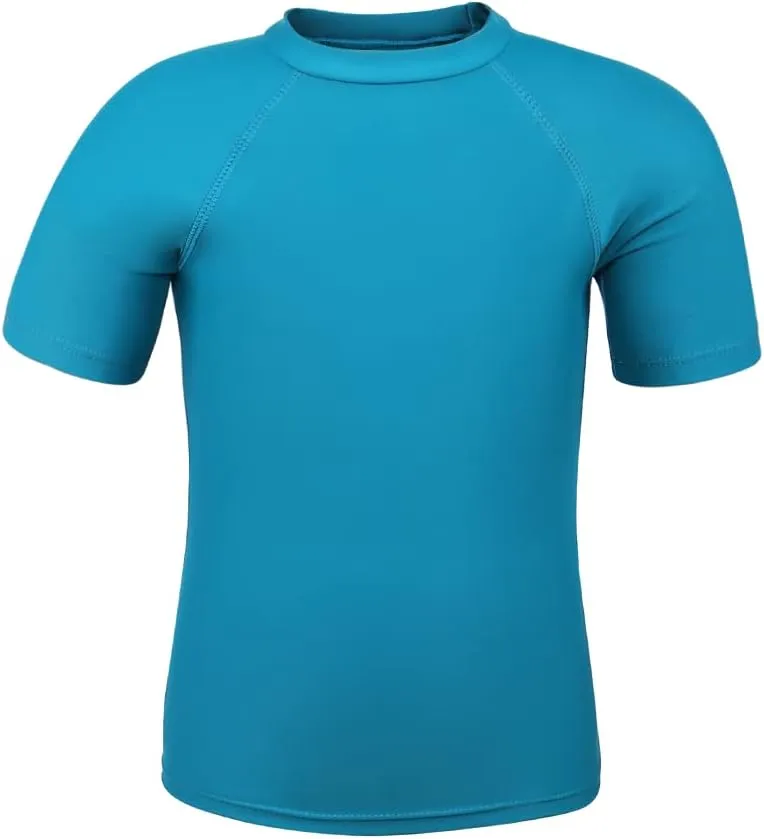 ESTAMICO Boys Short Sleeve Rash Guard Shirt Quick Dry Swimwear UPF 50  Protection Athletic Swim Tee