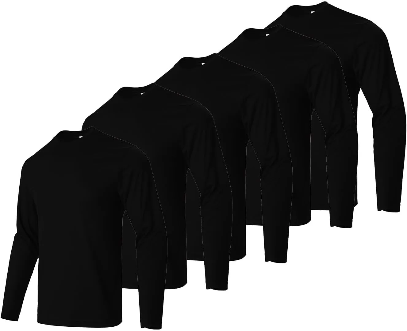 Facitisu Men Long Sleeve T Shirts Pack Quick Dry Athletic Running Activewear Workout Performance Tee Shirts