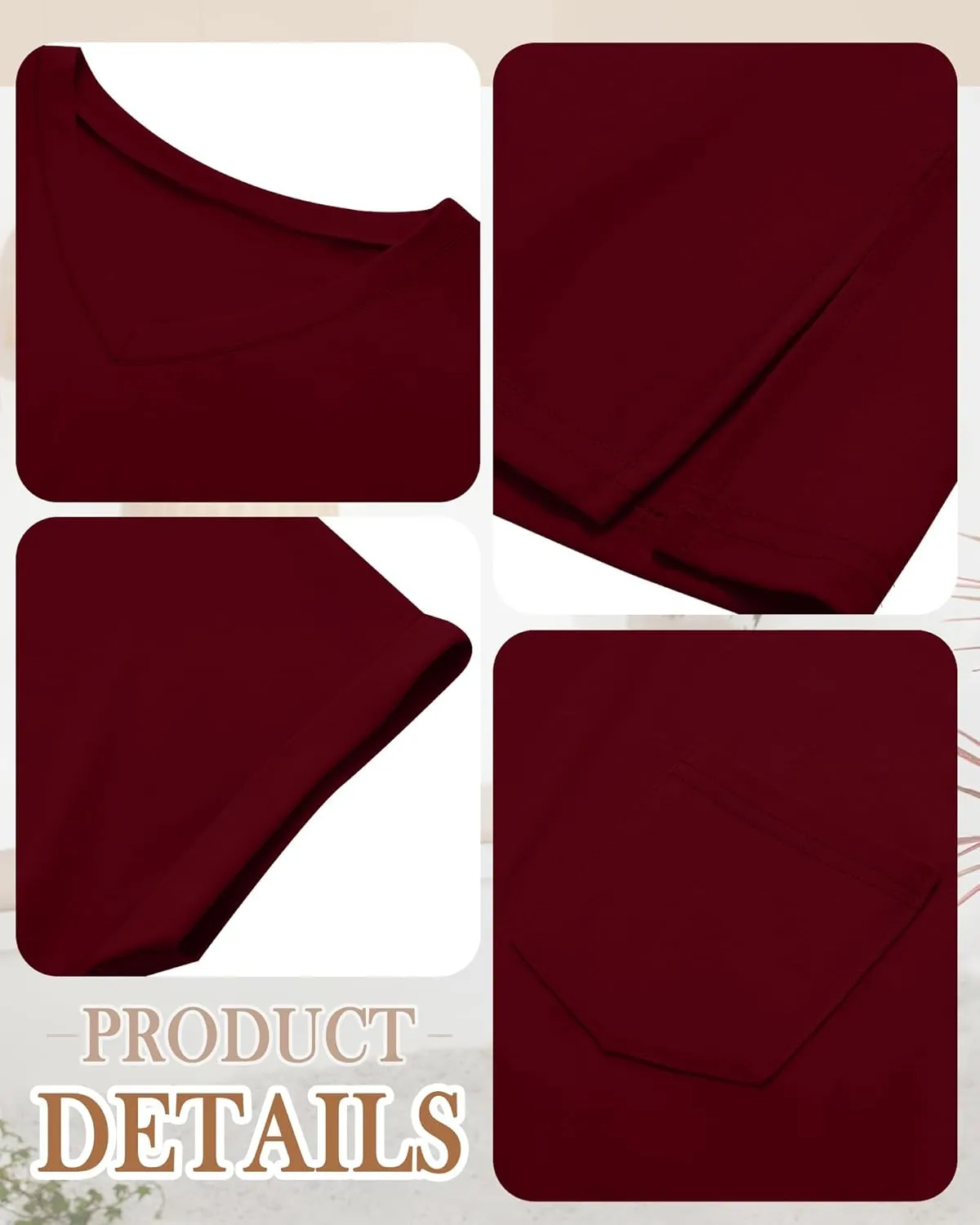 Ficerd 3 Pack Women's Plus Size T-Shirts, V Neck Short Sleeve Oversize Tunics Tops Sides Split Summer Loose Tees with Pockets