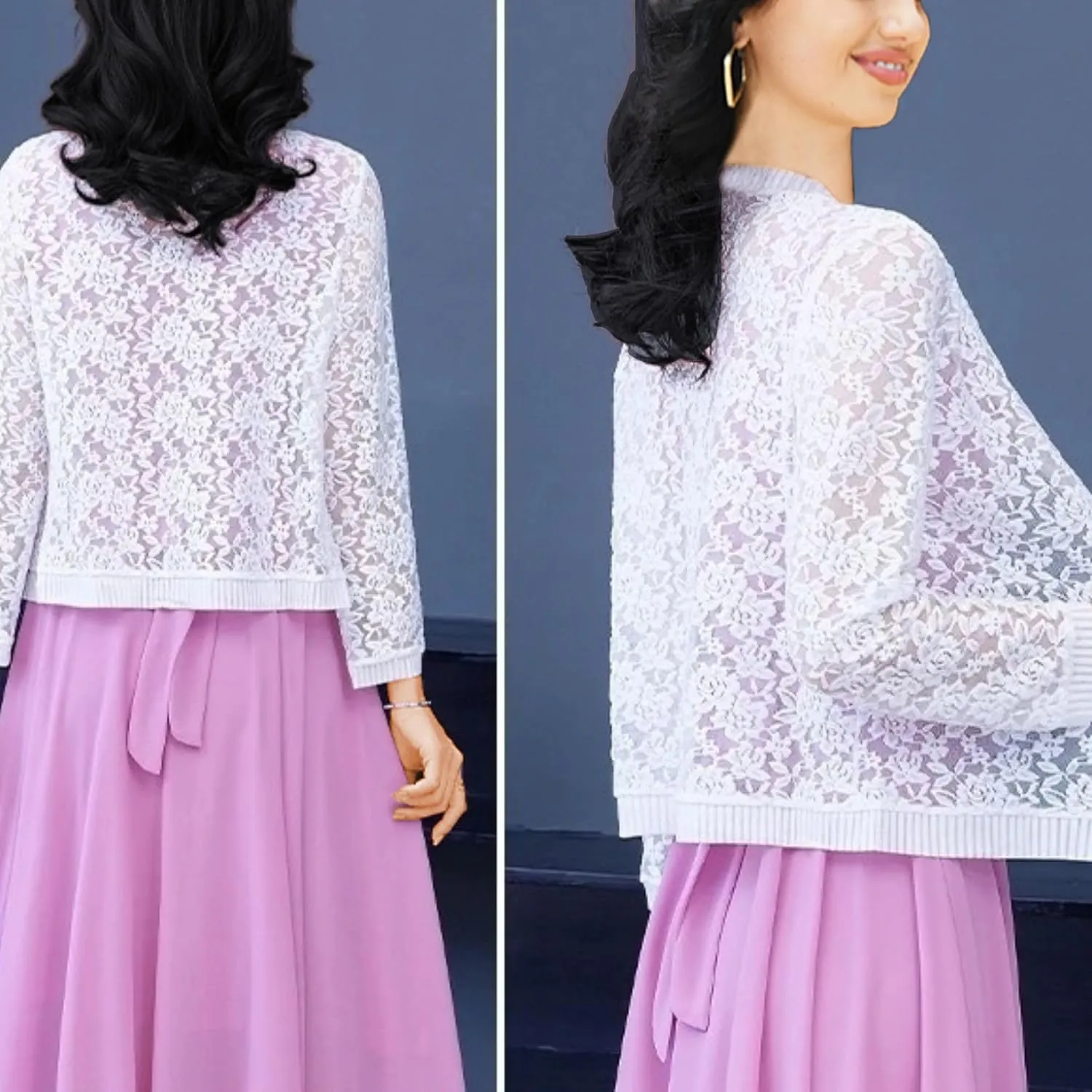 FindThy Womens Open Front Lace Cardigan Long Sleeve Floral Crochet Summer Shrug Cover Ups