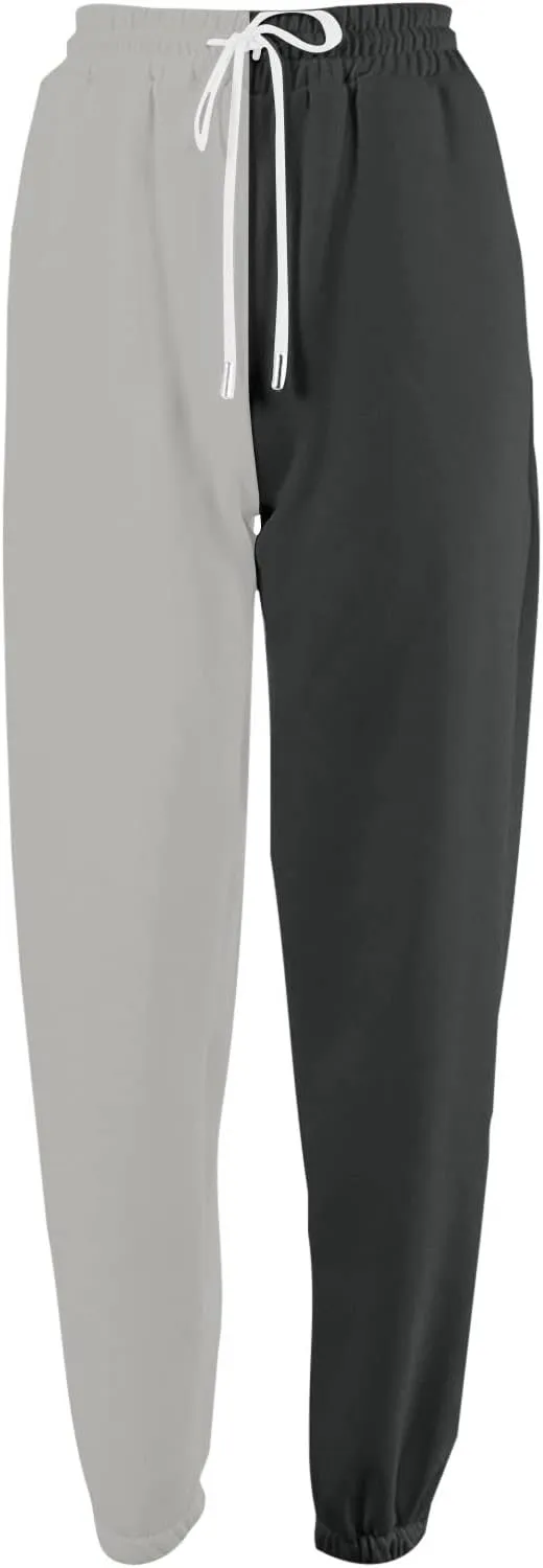 Fleece Straight Leg Sweatpants for Women Elastic High Waisted Joggers with Pockets Lightweight Cinch Bottom Trousers