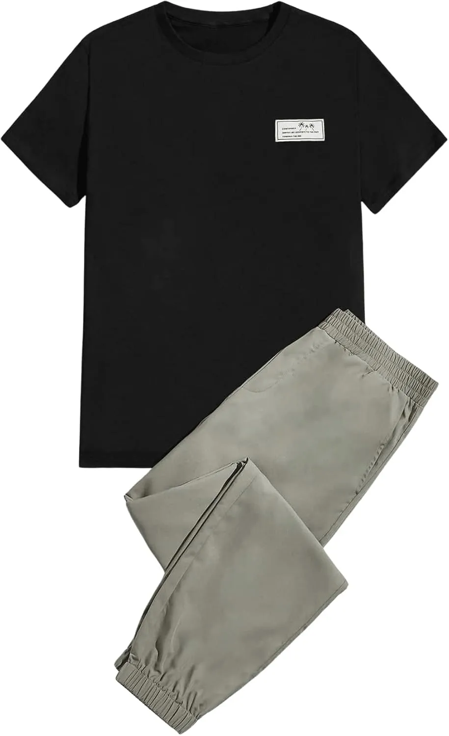 Floerns Men's 2 Piece Outfit Short Sleeve Tee Shirt with Long Pants Tracksuits