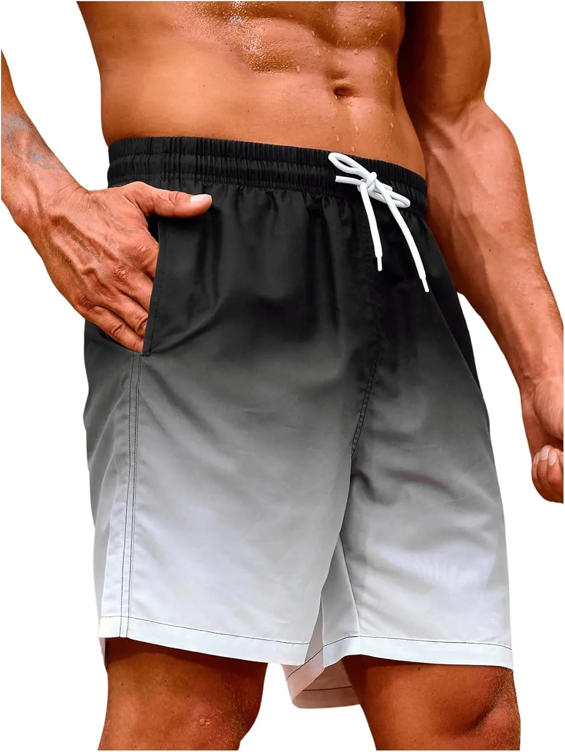 Floerns Men's Swim Trunks with Compression Quick Dry Shorts Swim Board Shorts