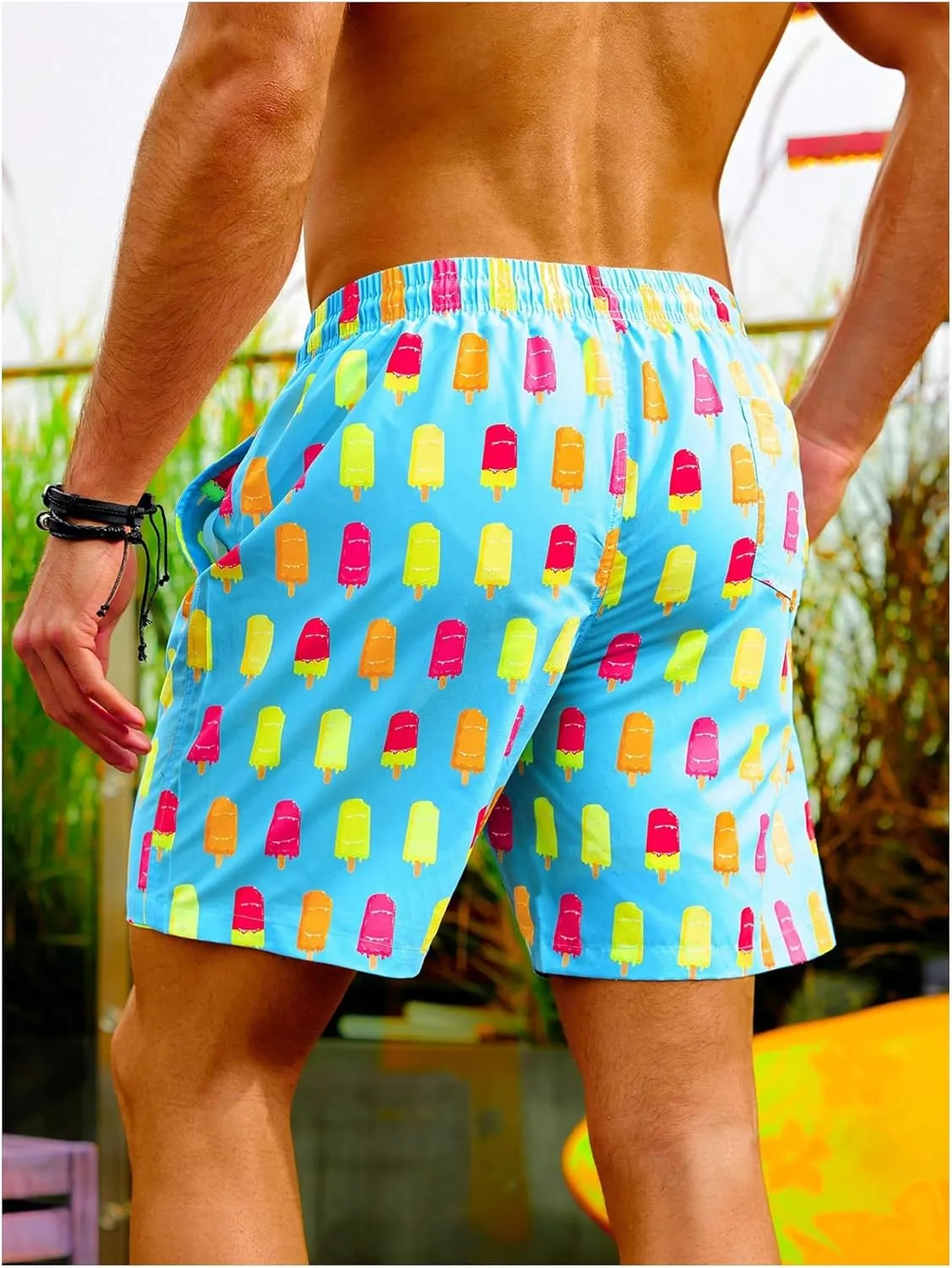 Floerns Men's Swim Trunks with Compression Quick Dry Shorts Swim Board Shorts