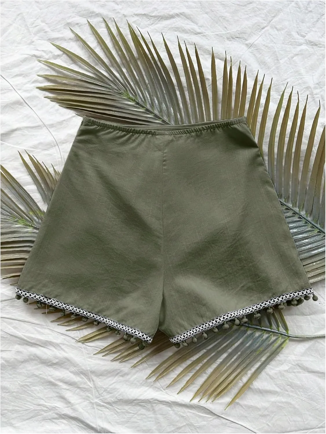 Floerns Women's Asymmetrical Hem Wrap Skirt Shorts Drawstring Side Tassel Binding Skort Shorts