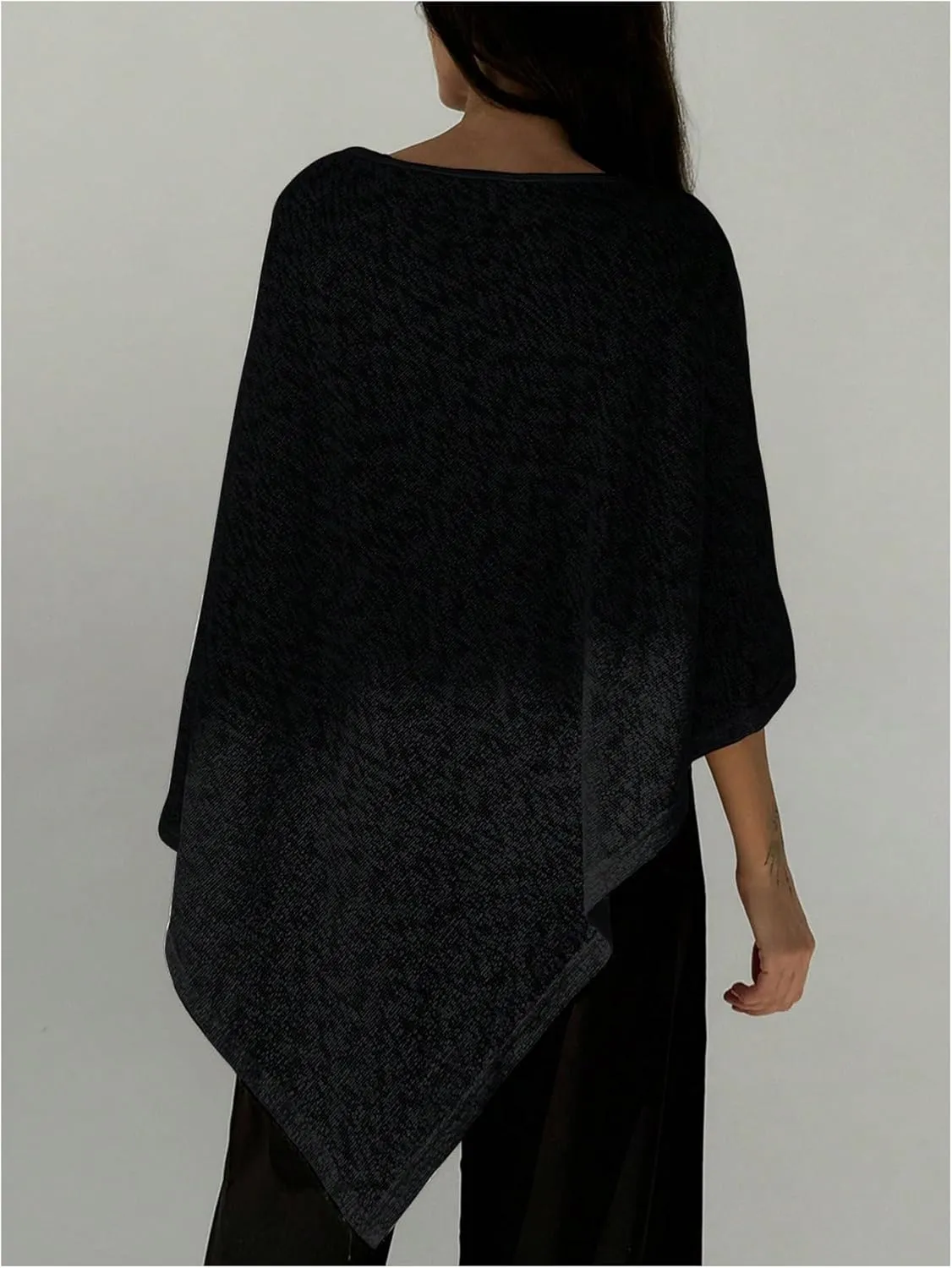 Floerns Women's Elegant Boat Neck Tee Shirts Cloak Sleeve Asymmetrical Hem Shawl Cape