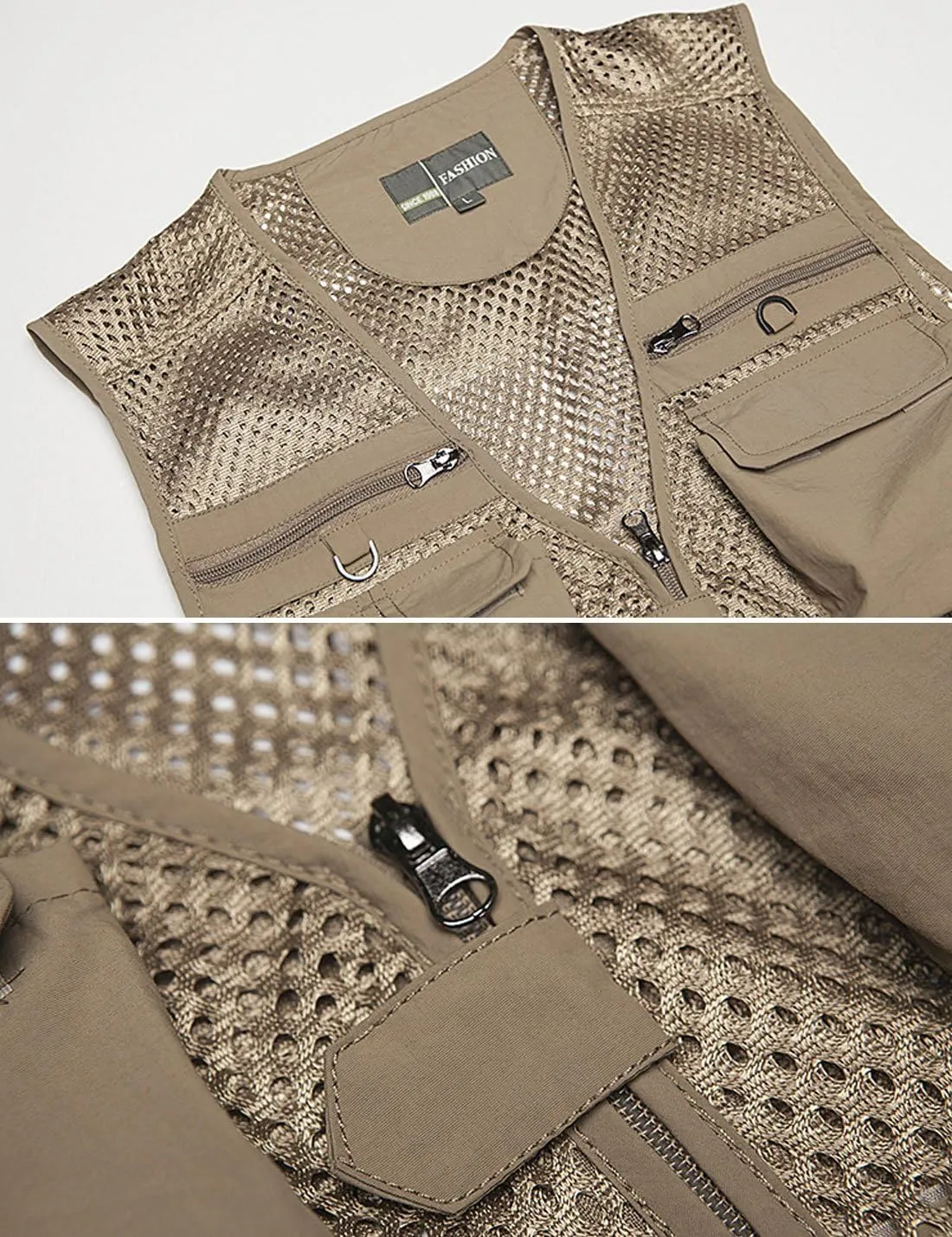 Flygo Mens Summer Outdoor Work Safari Fishing Travel Photo Vest with Pockets