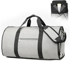 Foldie Travel Bag Expandable, Garment Bags for Travel, Suit Bag with Shoe Compartment & Wet Pocket, Waterproof Carryon Bag for Travel, Gym Bag for Workout, Business & Overnight Trips(Gray)