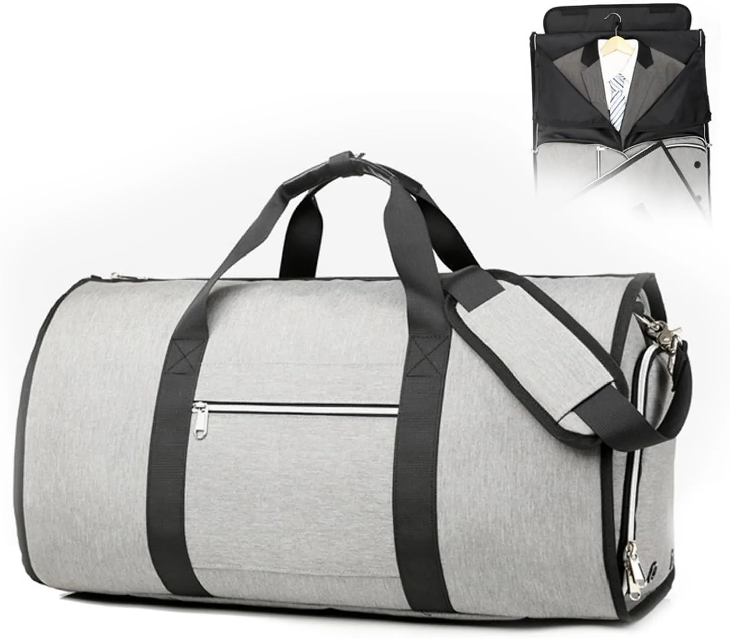 Foldie Travel Bag Expandable, Garment Bags for Travel, Suit Bag with Shoe Compartment & Wet Pocket, Waterproof Carryon Bag for Travel, Gym Bag for Workout, Business & Overnight Trips(Gray)