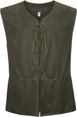 frawirshau Men's Medieval Renaissance Vest Costume Pirate Gothic Steampunk Waistcoat