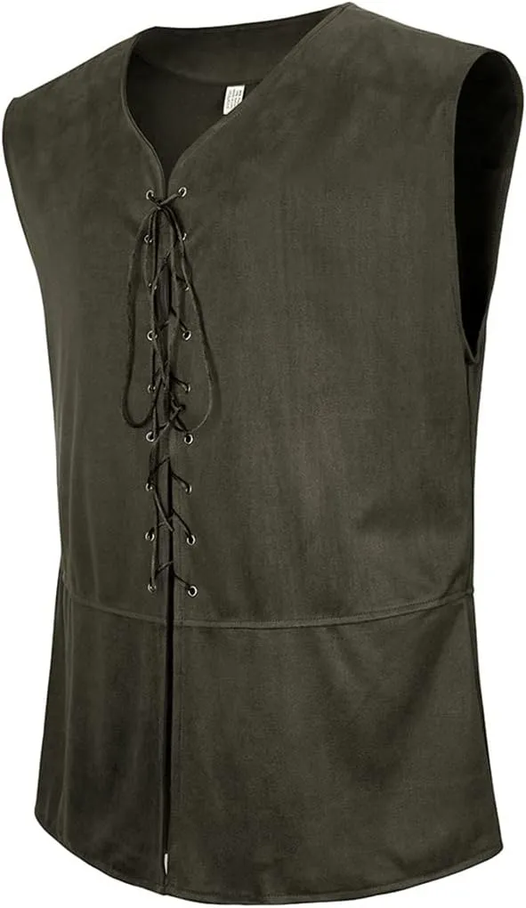 frawirshau Men's Medieval Renaissance Vest Costume Pirate Gothic Steampunk Waistcoat