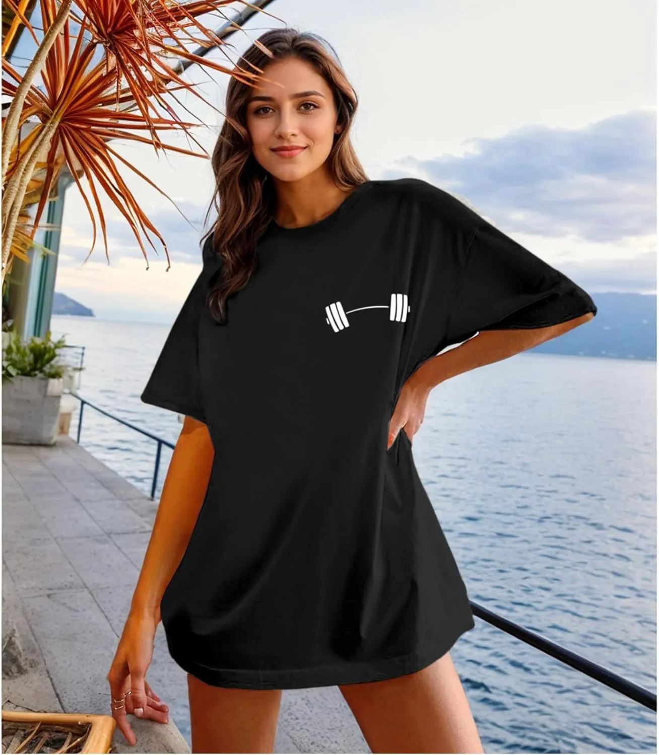 Funny Workout Gym Shirts Women Oversized Weightlifting Graphic Tshirt Everything Hurts and I'm Hungry Tee Tops