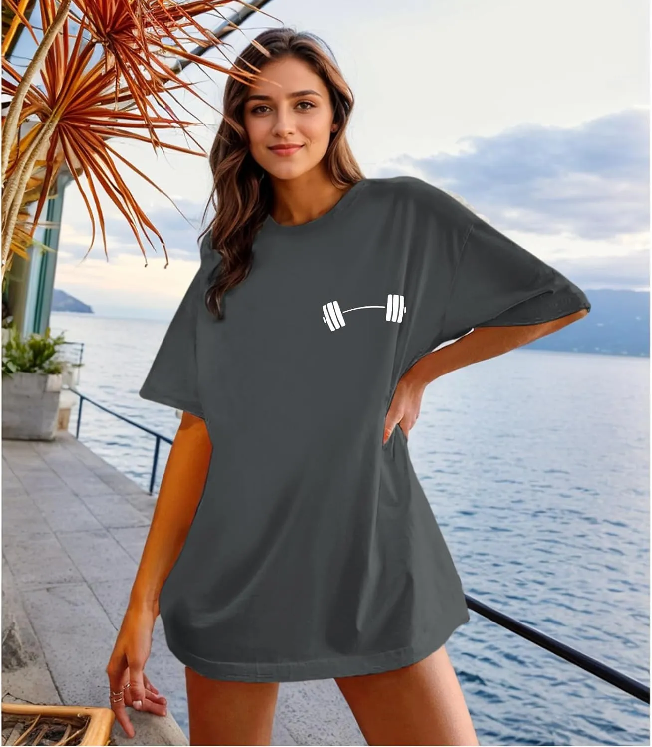 Funny Workout Gym Shirts Women Oversized Weightlifting Graphic Tshirt Everything Hurts and I'm Hungry Tee Tops