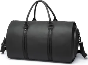 Garment Duffle Bags for Travel, OEIPSMK Convertible Carry on Leather Garment Bag for Men Women, 2 in 1 Waterproof Weekender Suit Travel Bags with Shoe Compartment for Traveling & Business Trips, Black