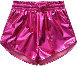 Girls' Metallic Shorts Shiny Hotpants Colourful Sparkly Dance Shorts for 4-13 Years
