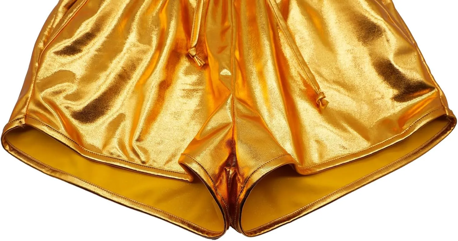 Girls Metallic Shorts Sparkly Hot Pants Kids Shiny Dance Costume Outfits Glitter Gymnastics Shorts