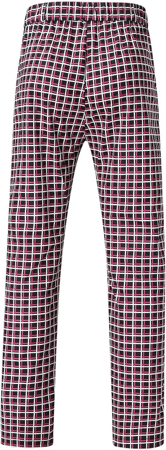 GOKKILRW Chinos for Men Casual Slim Fit Dress Pants Plaid Stretch Flat-Front Skinny Pants Business Work Pencil Lounge Pants