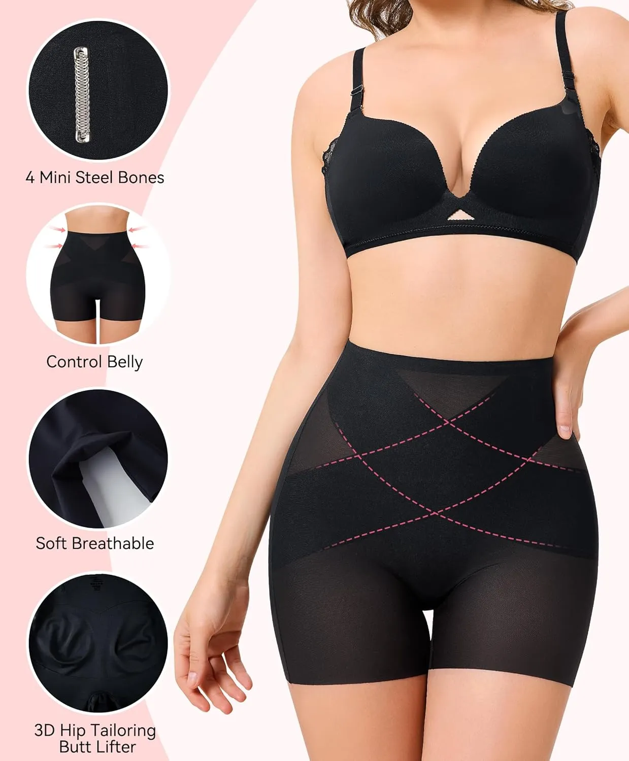 Gotoly Shapewear Tummy Control Mid-Waist Body Shaper Shorts Butt Lifting Panties Shapewear Shorts