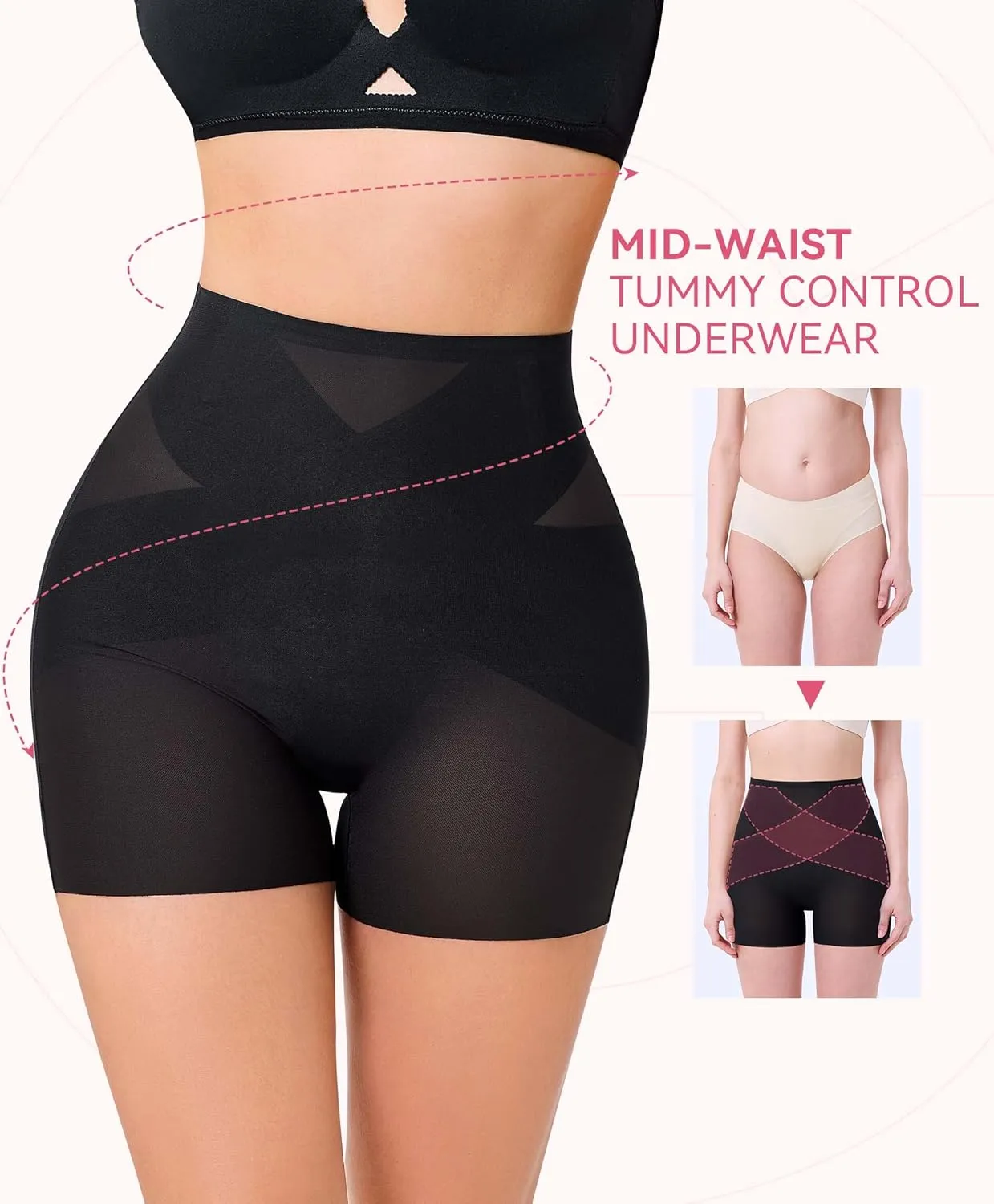 Gotoly Shapewear Tummy Control Mid-Waist Body Shaper Shorts Butt Lifting Panties Shapewear Shorts