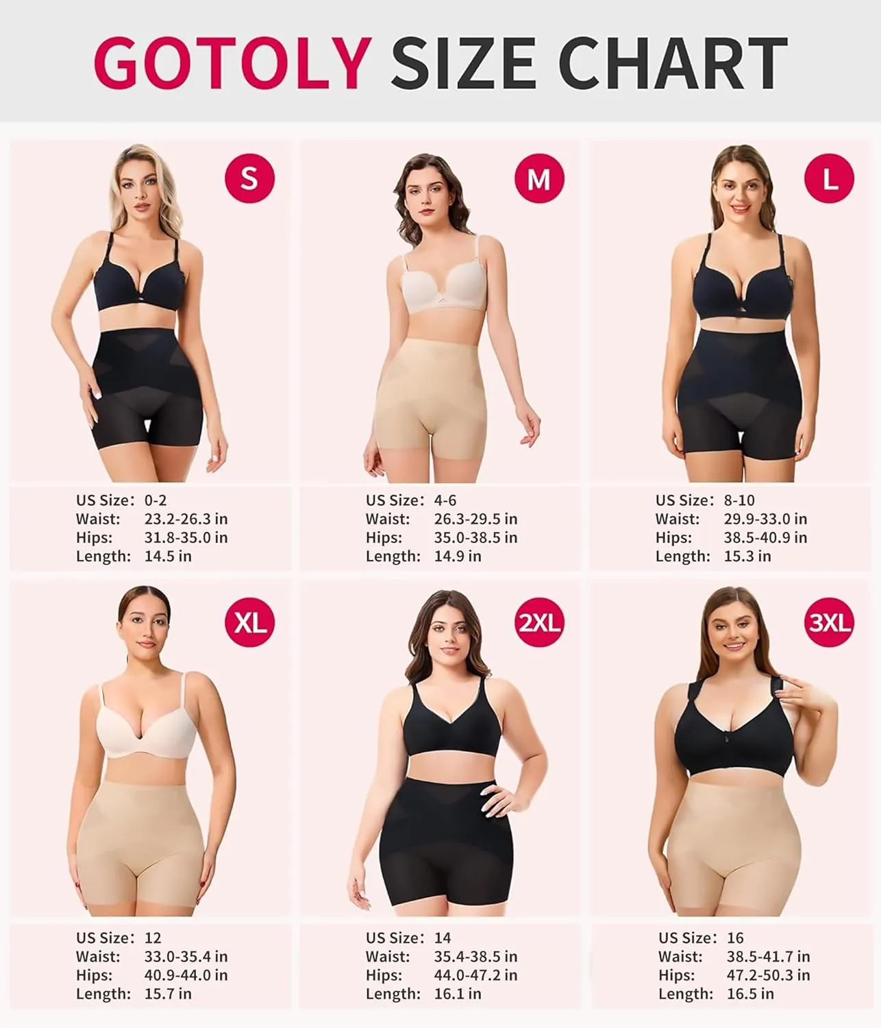 Gotoly Shapewear Tummy Control Mid-Waist Body Shaper Shorts Butt Lifting Panties Shapewear Shorts