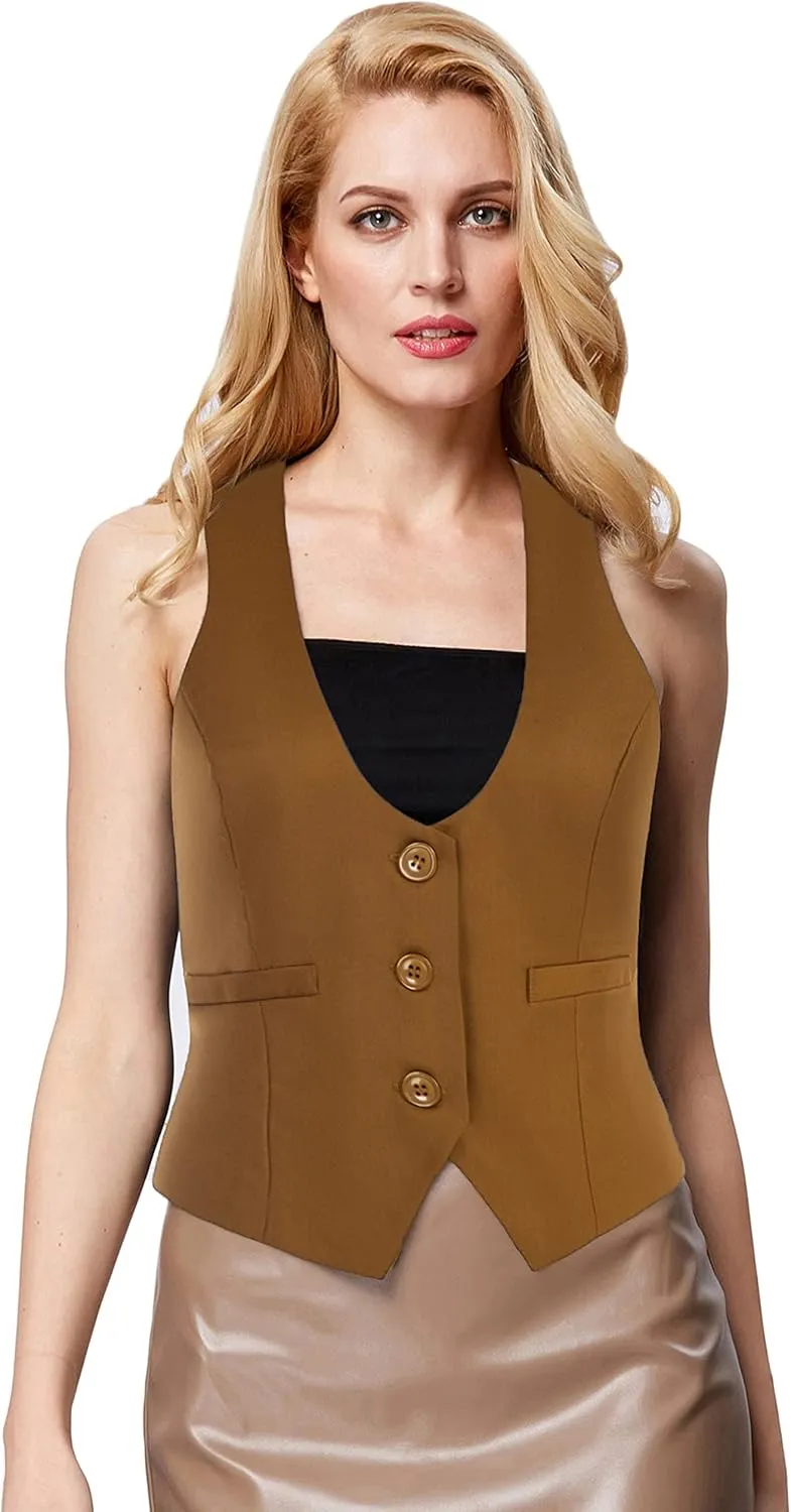 GRACE KARIN Womens Vest Top 2025 Trendy Academia Steampunk Waistcoat Racerback Vest BlazerRuns Small, Suggest Size Up