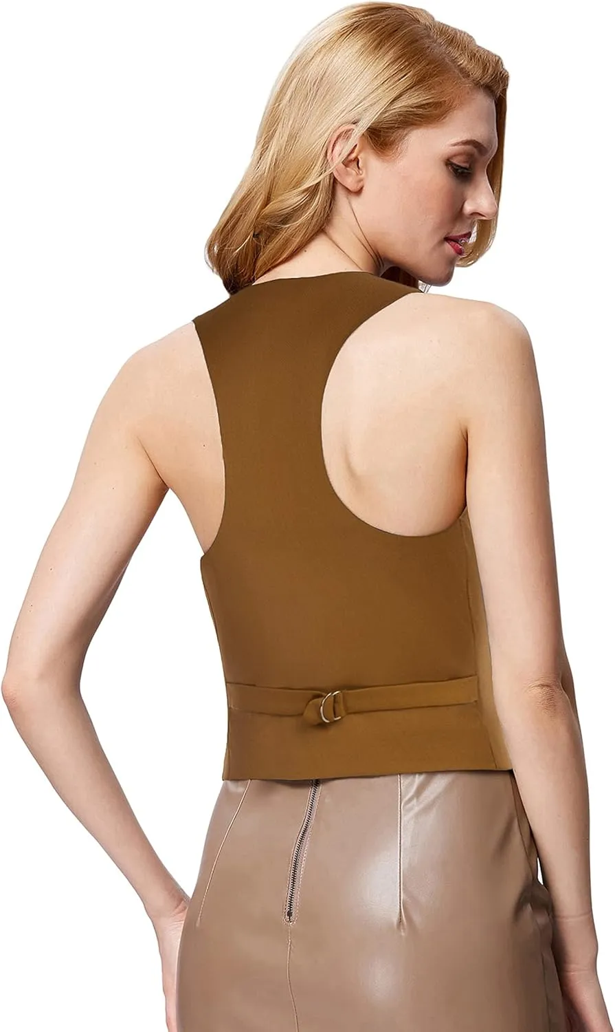 GRACE KARIN Womens Vest Top 2025 Trendy Academia Steampunk Waistcoat Racerback Vest BlazerRuns Small, Suggest Size Up