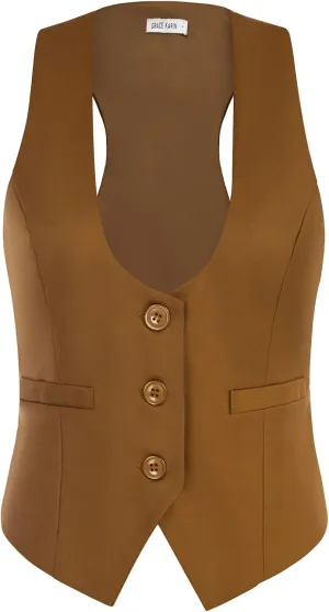 GRACE KARIN Womens Vest Top 2025 Trendy Academia Steampunk Waistcoat Racerback Vest BlazerRuns Small, Suggest Size Up
