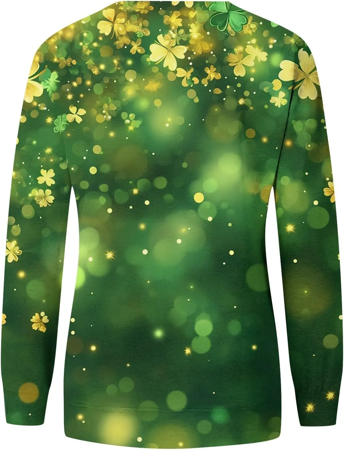 Green St Patricks Day SweatshirtWomens Long Sleeve Sweatshirt Round Neck Shamrock Print Loose Pullover