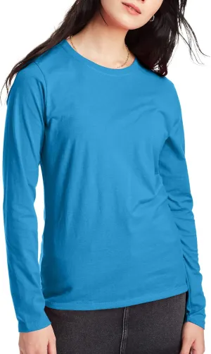 Hanes Women's Long Sleeve Cotton T-Shirt, Lightweight Crewneck Tee for Women, Modern Fit