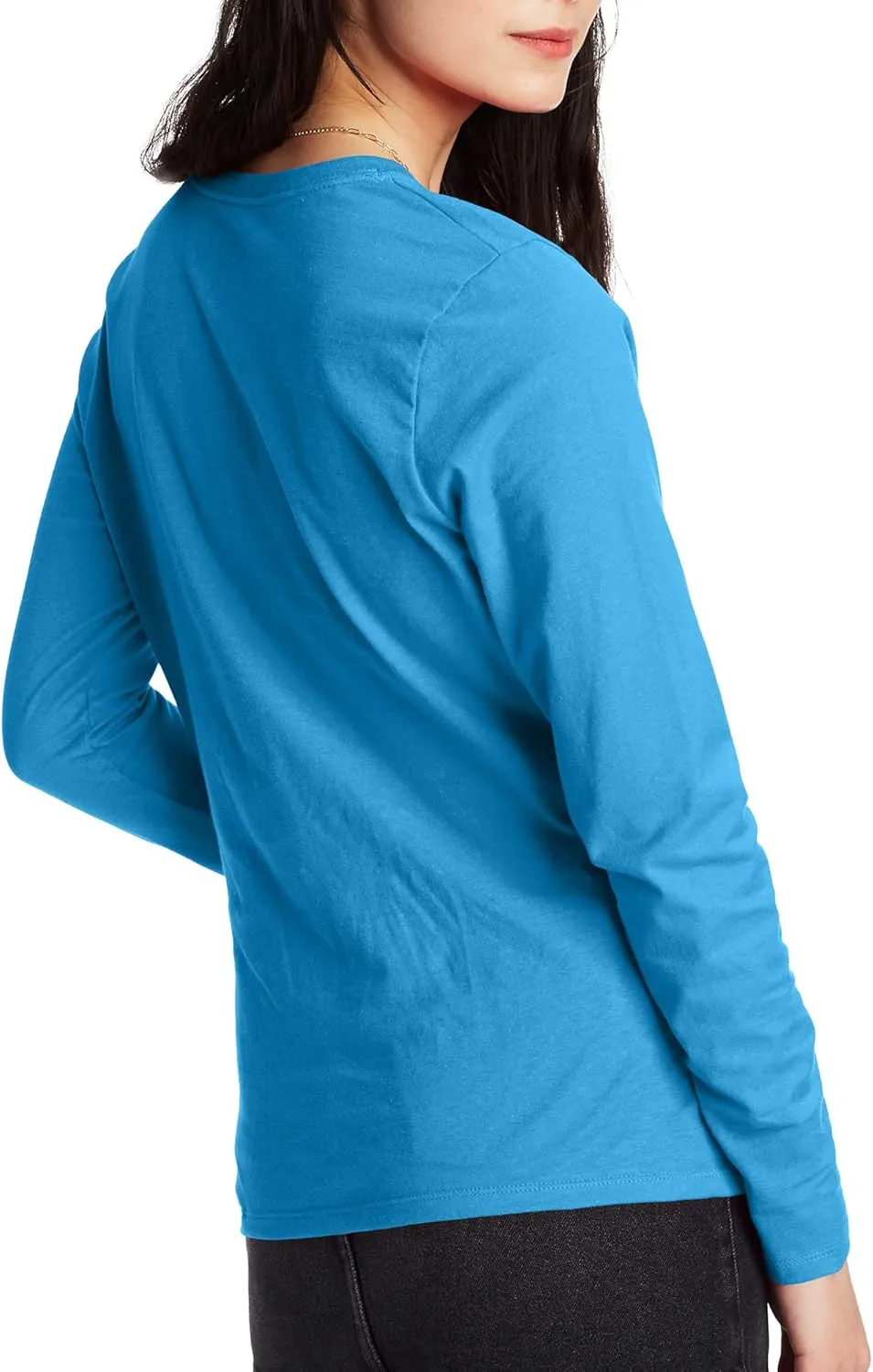 Hanes Women's Long Sleeve Cotton T-Shirt, Lightweight Crewneck Tee for Women, Modern Fit